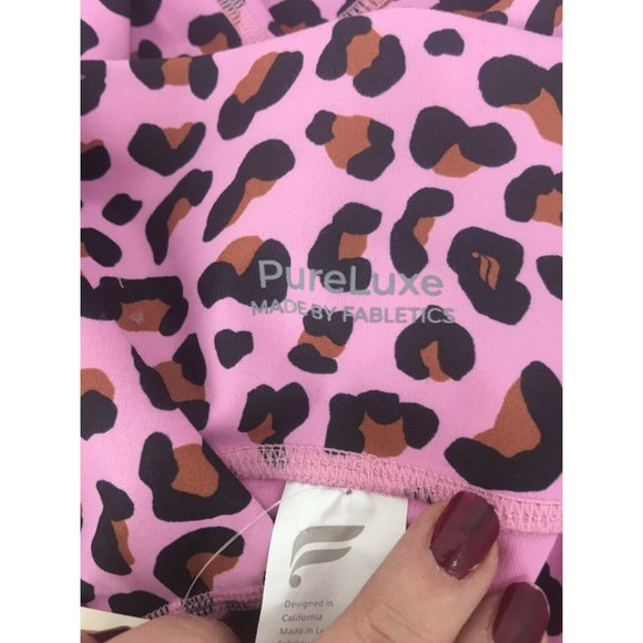 Barbiecore Pink Cheetah/ Brown Reversible Bra & High Waisted Leggings Set Sz M - Picture 7 of 8